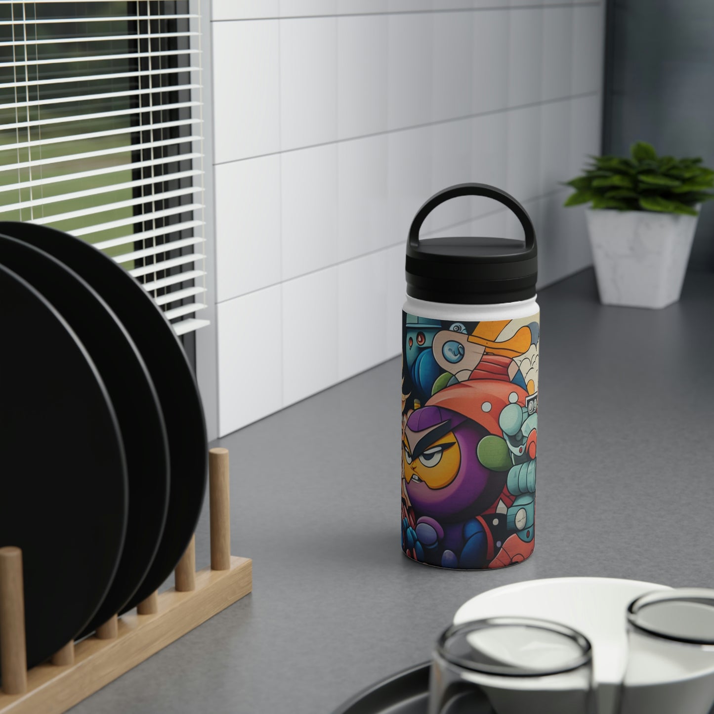 Stainless Steel Water Bottle, Handle Lid