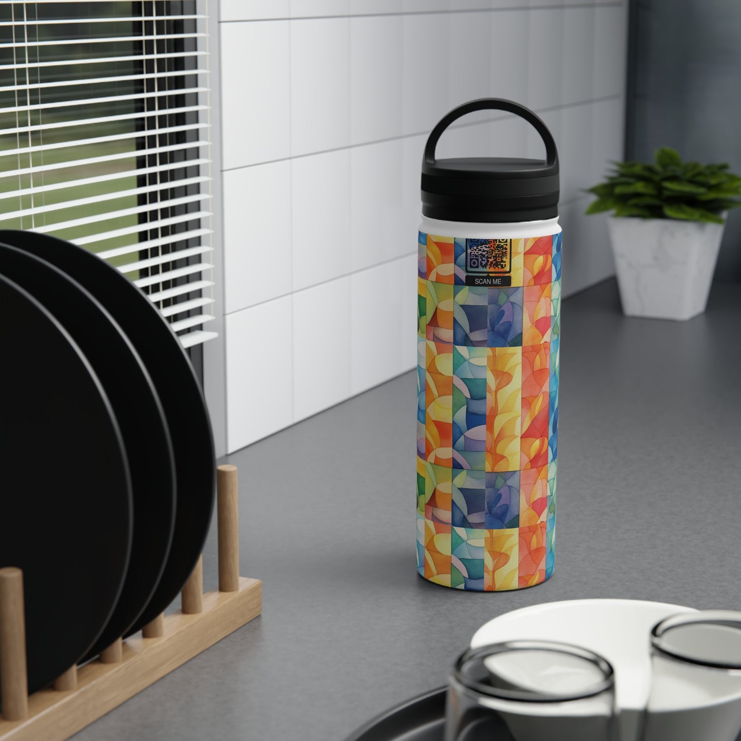 Stainless Steel Water Bottle, Handle Lid