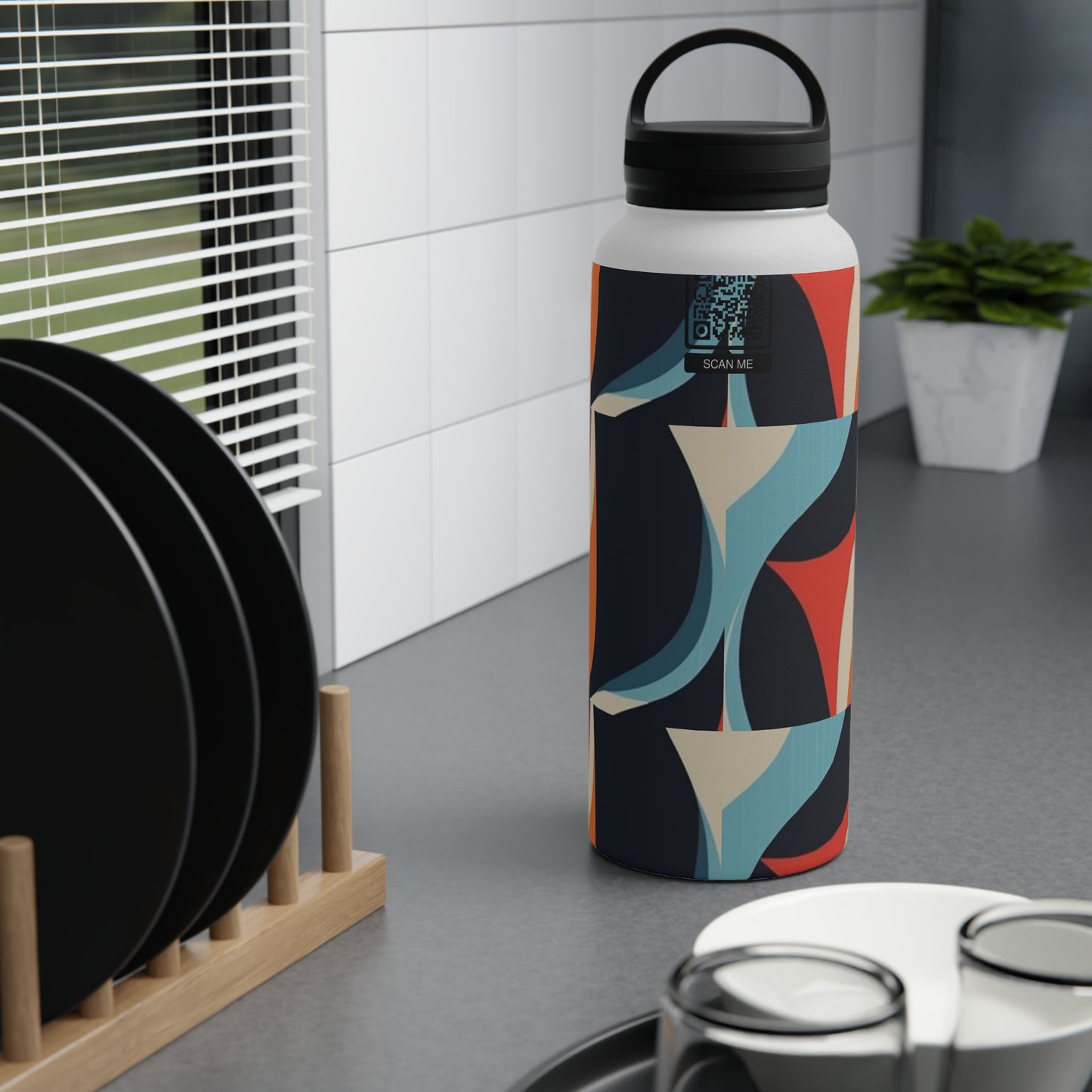 Stainless Steel Water Bottle, Handle Lid